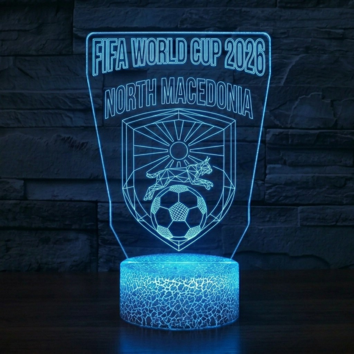 FIFA 2026 North Macedonia Soccer Sports Themed 3D Optical Lamp