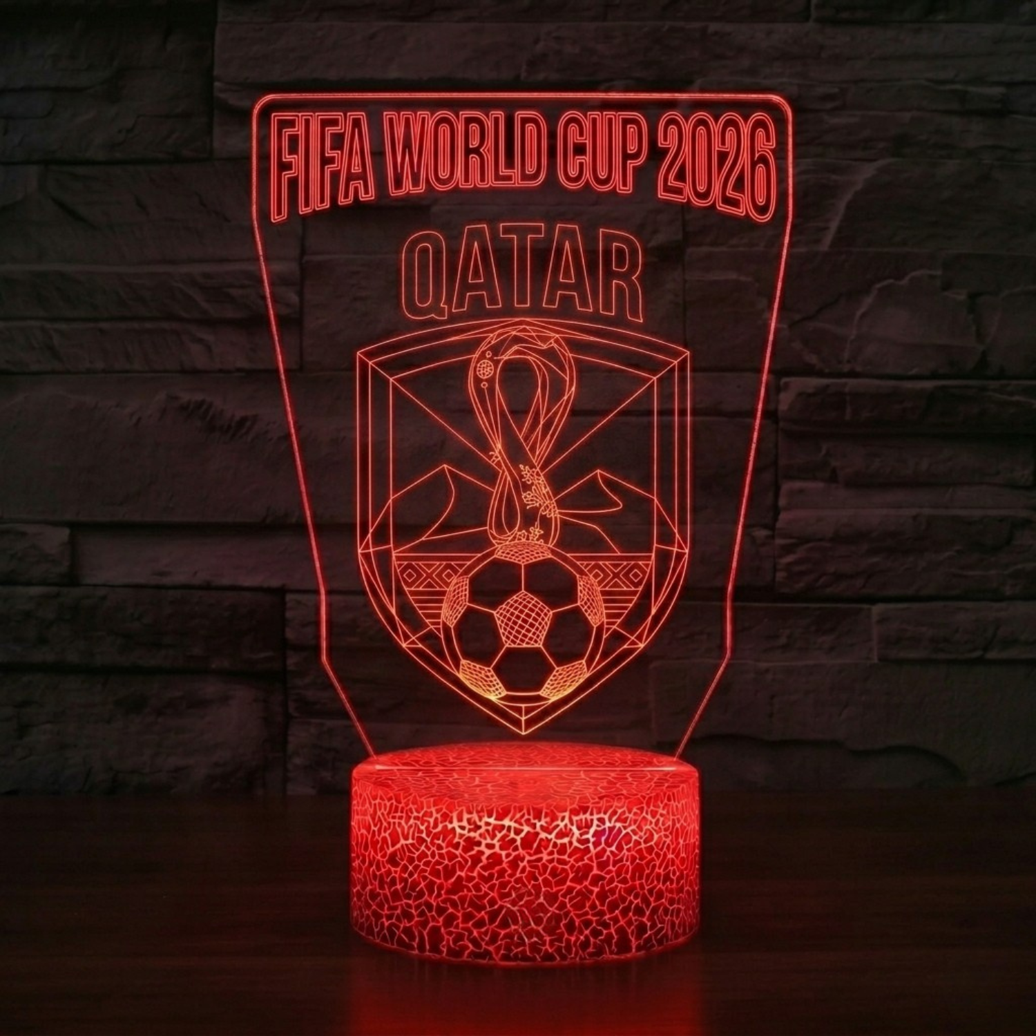 FIFA 2026 Qatar Soccer Sports Themed 3D Optical Lamp