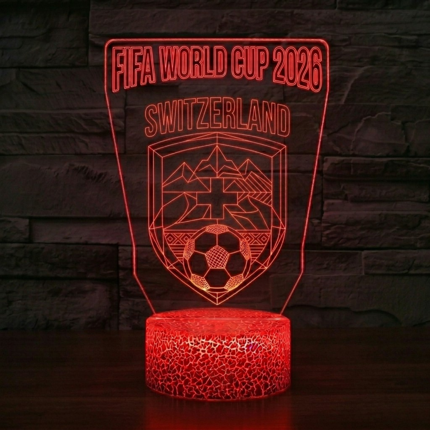 FIFA 2026 Switzerland Soccer Sports Themed 3D Optical Lamp