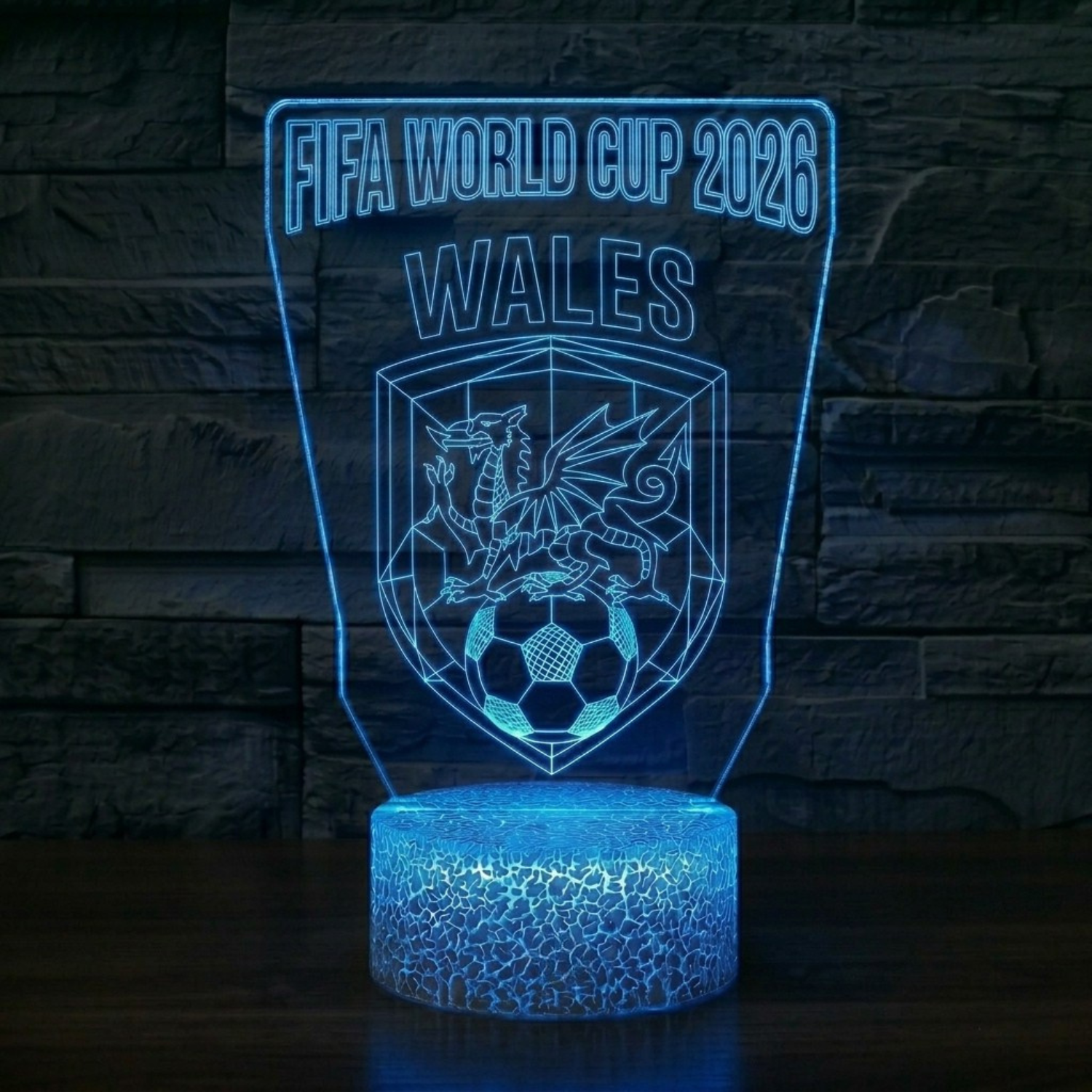 FIFA 2026 Wales Soccer Sports Themed 3D Optical Lamp