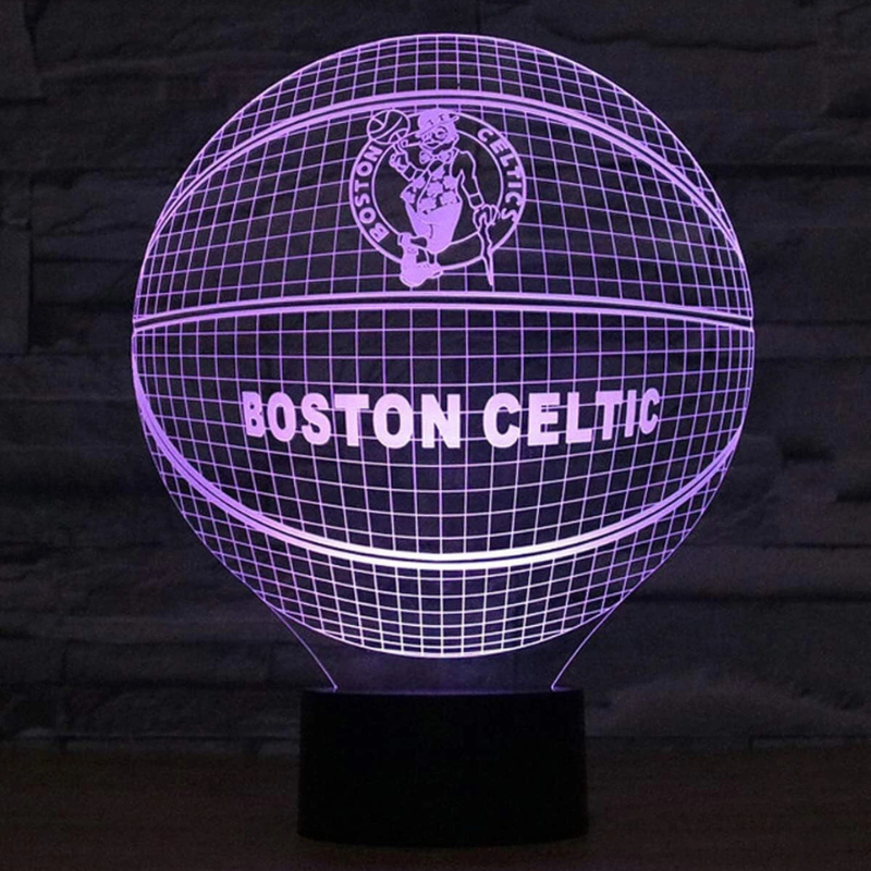 3D Optical Boston Celtic Basketball 9 Inch Lamp