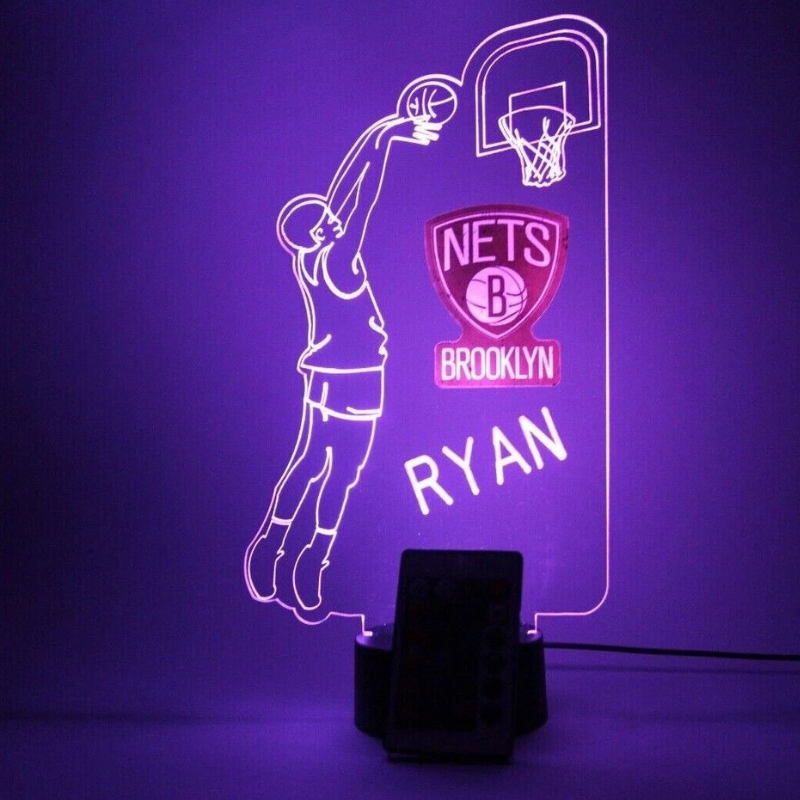 Personalized Brooklyn Nets NBA Basketball Player Sports Light Up Lamp