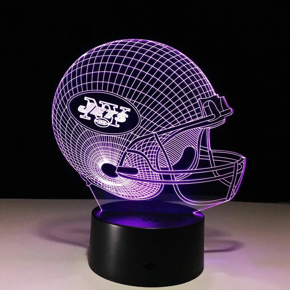 3D LED illusion New York Jets Helmet USB 7Color Night Light Lamp Bedroom Rodgers