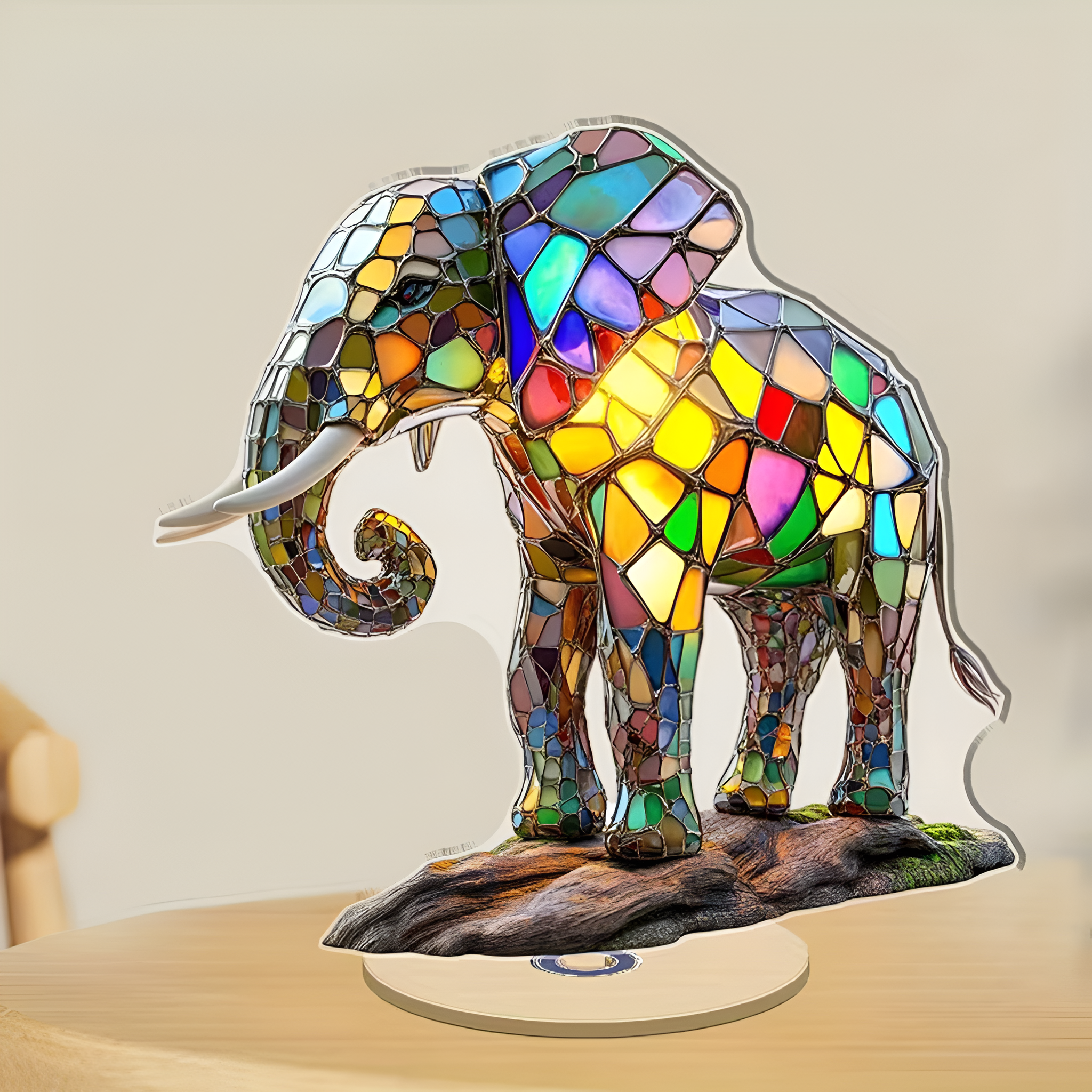 Rotating Acrylic Colorful Elephant Design Lamp For Decor