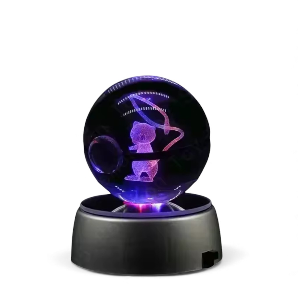 Pokemon Crystal Ball 3D Pikachu Mewtwo Mew Gengar Night Light Lamp 