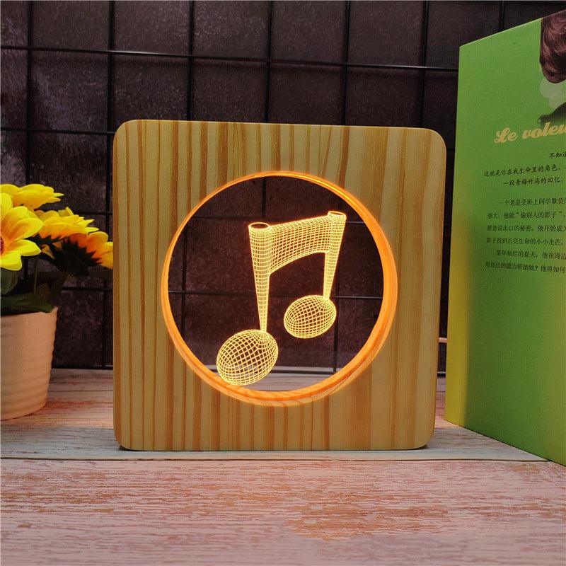 Music Note Wood Frame 3D Optical Illusion Lamp - 3D Optical Lamp