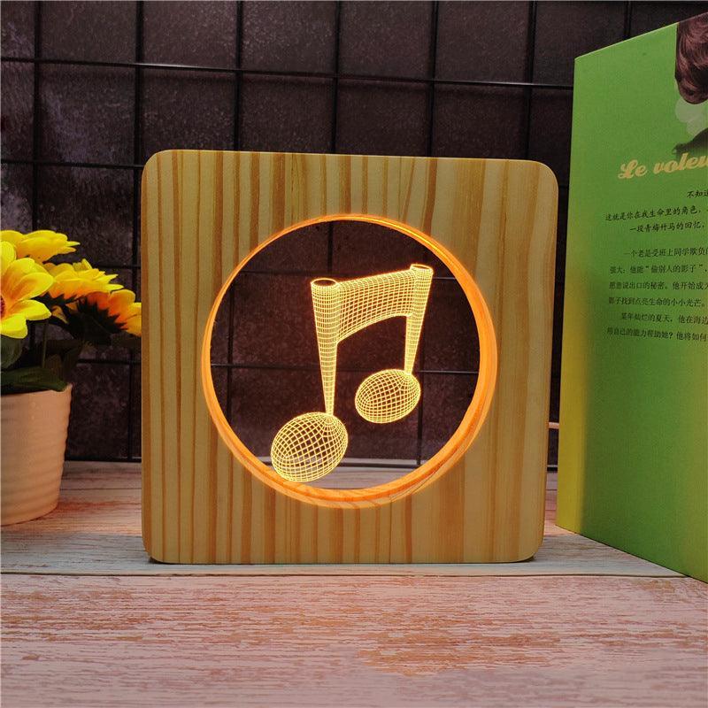 Music Note Wood Frame 3D Optical Illusion Lamp - 3D Optical Lamp