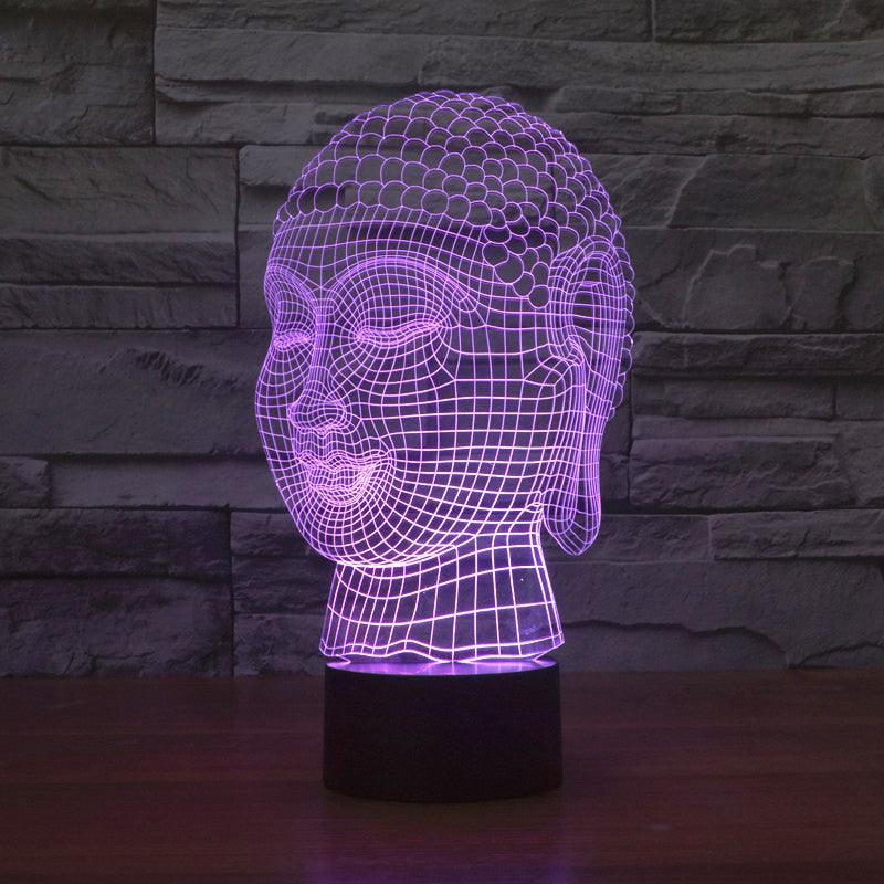 Traditional Buddha Head Bust 3D Optical Illusion Lamp - 3D Optical Lamp