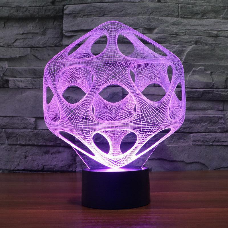 Prism Structure LED Lamp with Black Acrylic Base for Modern Decor-3D Optical Lamp