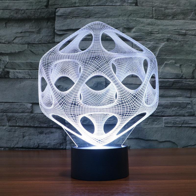 Prism Structure LED Lamp with Black Acrylic Base for Modern Decor-3D Optical Lamp