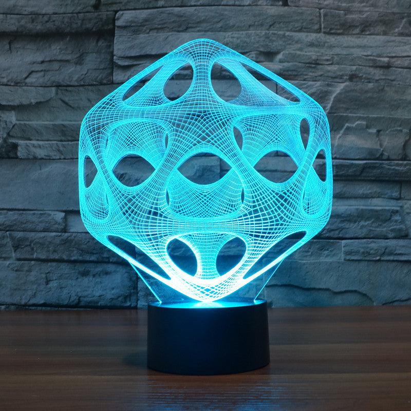 Prism Structure LED Lamp with Black Acrylic Base for Modern Decor-3D Optical Lamp