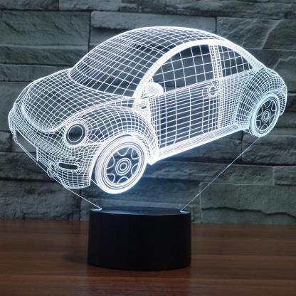 Volkswagen Inspired Beetle Car 3D Optical Illusion Lamp - 3D Optical Lamp