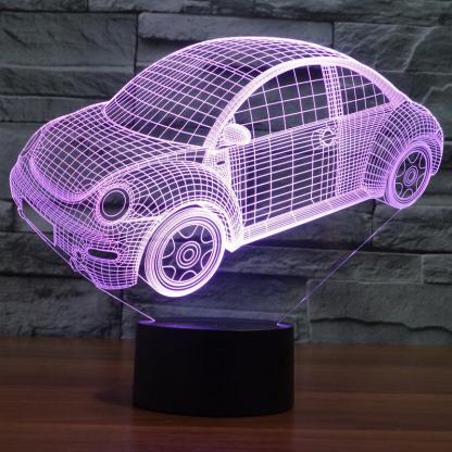 Volkswagen Inspired Beetle Car 3D Optical Illusion Lamp - 3D Optical Lamp