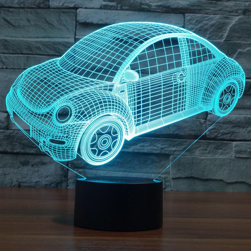 Beetle Car 3D Optical Lamp with Multicolor LED and Retro Design-3D Optical Lamp