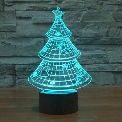 Decorated Christmas Tree 3D Optical Illusion Lamp - 3D Optical Lamp