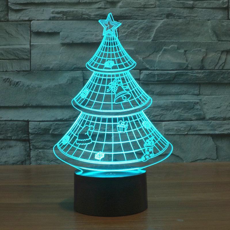 Decorated Christmas Tree 3D Optical Illusion Lamp - 3D Optical Lamp