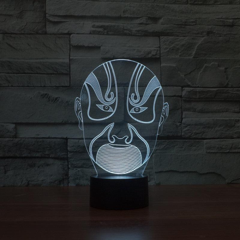 Traditional Chinese Peking Mask 3D Optical Illusion Lamp - 3D Optical Lamp