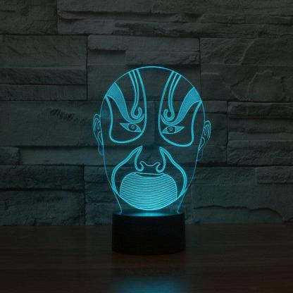 Traditional Chinese Peking Mask 3D Optical Illusion Lamp - 3D Optical Lamp