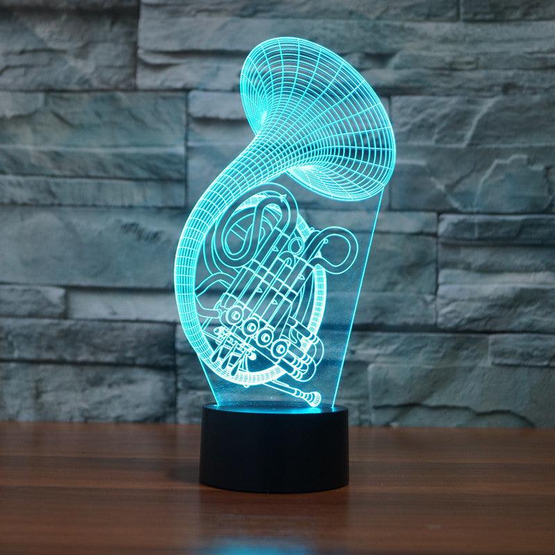 Realistic French Horn 3D Optical Illusion Lamp-3D Optical Lamp