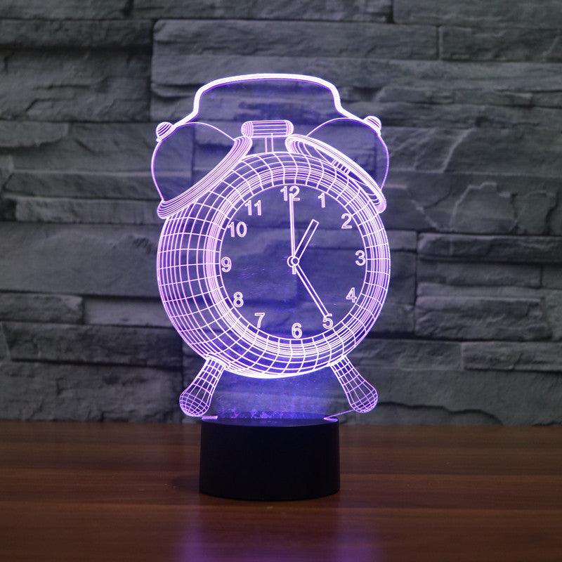 Analog Clock Illusion Lamp with LED Lighting and Plug Compatibility-3D Optical Lamp