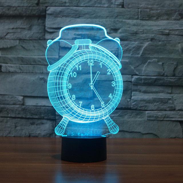 Analog Clock Illusion Lamp with LED Lighting and Plug Compatibility-3D Optical Lamp