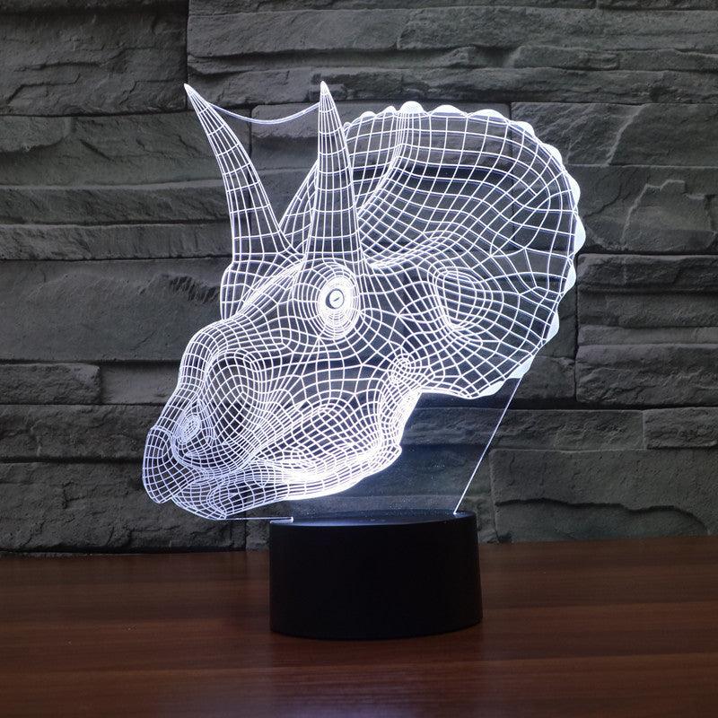 Realistic Triceratops Dinosaur 3D Optical Illusion Lamp-3D Optical Lamp