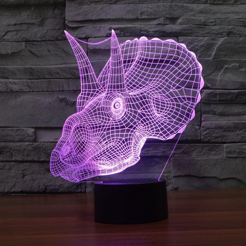 Realistic Triceratops Dinosaur 3D Optical Illusion Lamp-3D Optical Lamp