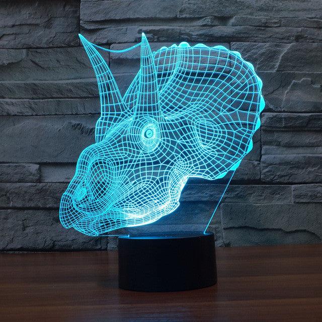 Realistic Triceratops Dinosaur 3D Optical Illusion Lamp-3D Optical Lamp