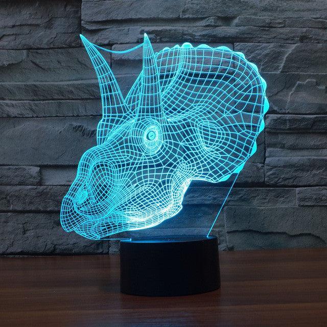 Realistic Triceratops Dinosaur 3D Optical Illusion Lamp-3D Optical Lamp