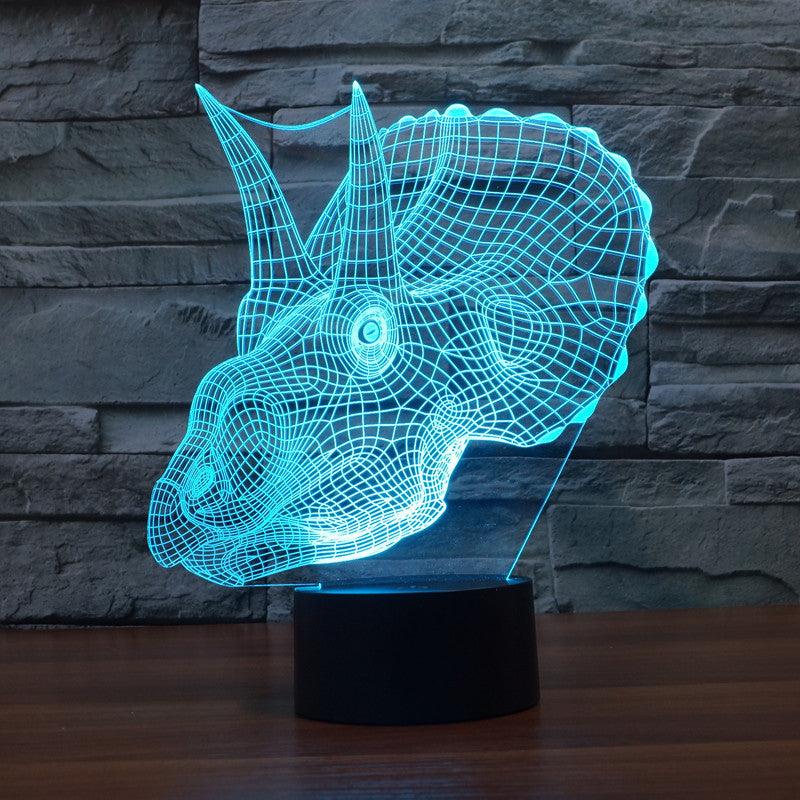 Realistic Triceratops Dinosaur 3D Optical Illusion Lamp-3D Optical Lamp