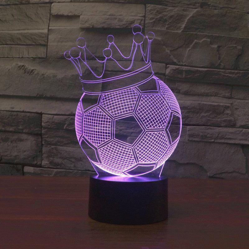 Crowned Soccer Ball Trophy 3D Optical Illusion Lamp-3D Optical Lamp