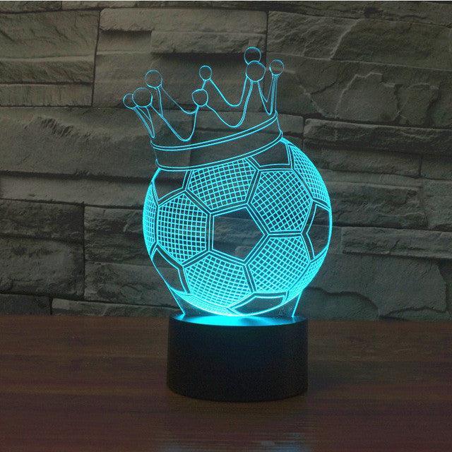 Crowned Soccer Ball Trophy 3D Optical Illusion Lamp-3D Optical Lamp