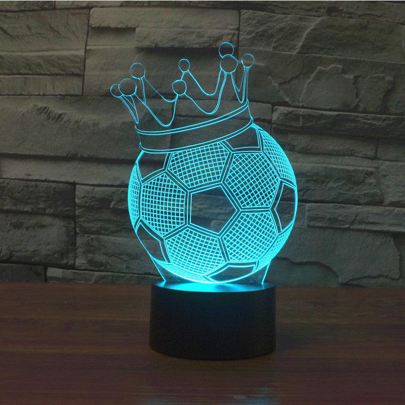 Crowned Soccer Ball Trophy 3D Optical Illusion Lamp-3D Optical Lamp