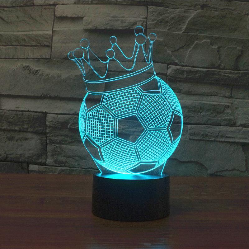 Crowned Soccer Ball Trophy 3D Optical Illusion Lamp-3D Optical Lamp