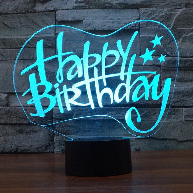Celebratory Happy Birthday 3D Optical Illusion Lamp - 3D Optical Lamp