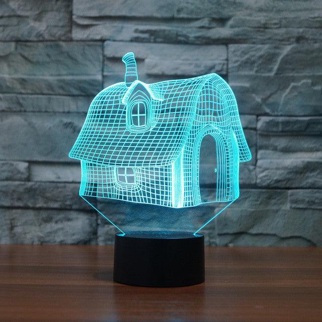 The Ideal Cartoon House 3D Optical Illusion Lamp - 3D Optical Lamp