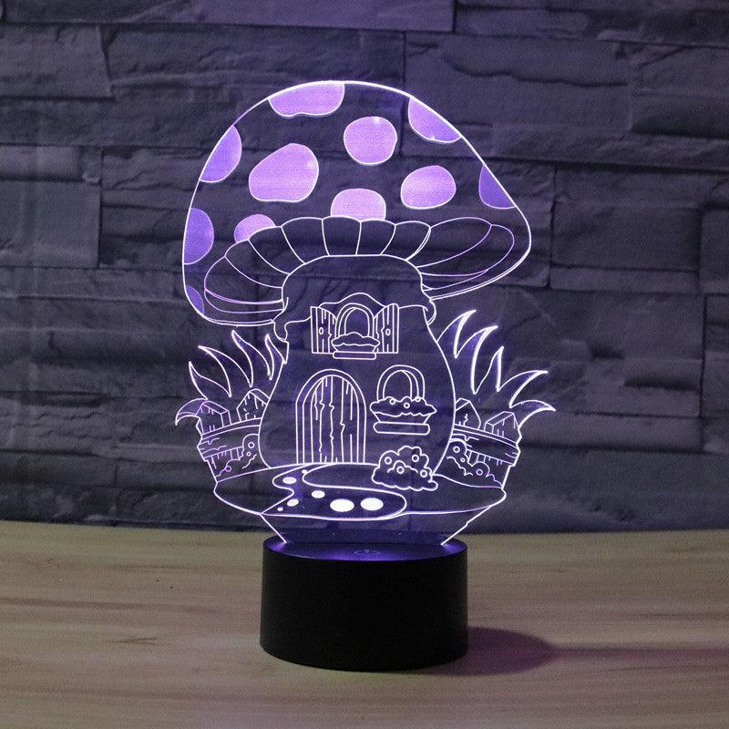 Adorable Mushroom Home 3D Optical Illusion Lamp - 3D Optical Lamp