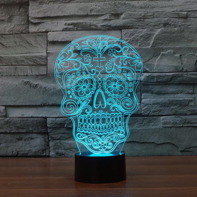 Traditional Christian Skull Art 3D Optical Illusion Lamp - 3D Optical Lamp