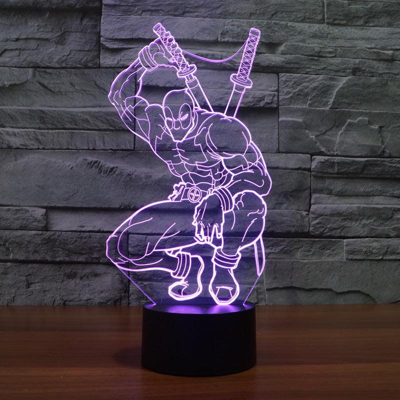 Deadpool Squatting 3D Lamp-3D Optical Lamp