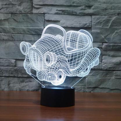Adorable Cartoon Car 3D Optical Illusion Lamp - 3D Optical Lamp