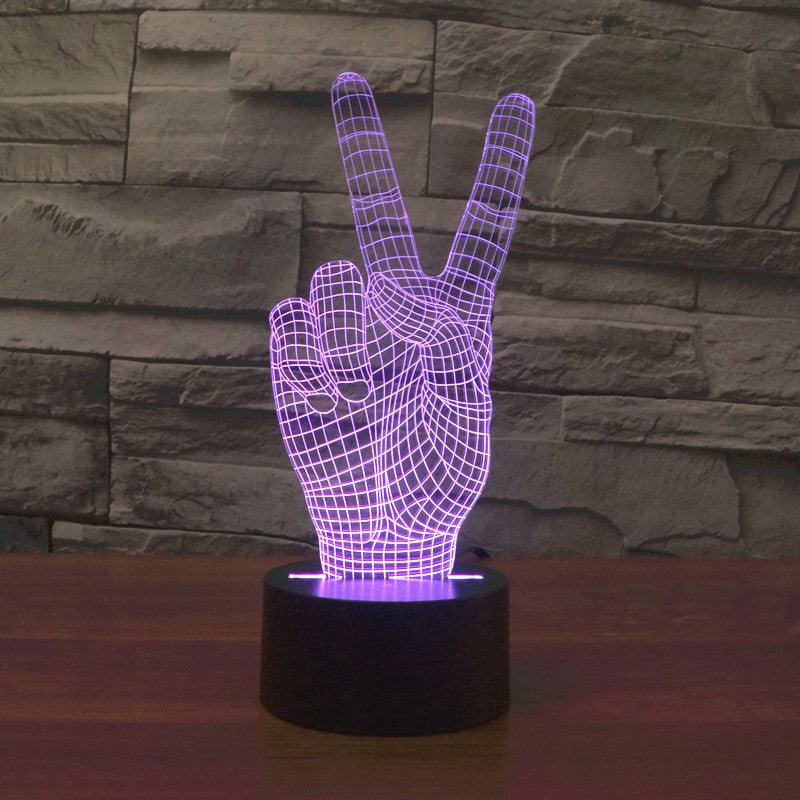 Peace Gesture 3D Lamp with Multicolor LED and Acrylic Base-3D Optical Lamp