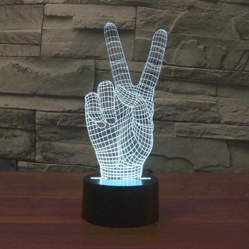 Realistic Peace Gesture Sculpture 3D Optical Illusion Lamp - 3D Optical Lamp