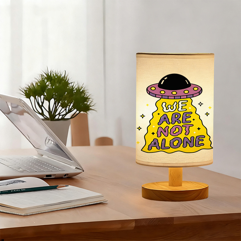 A Modern USB-powered Linen Table Lamp with Creative Patterns
