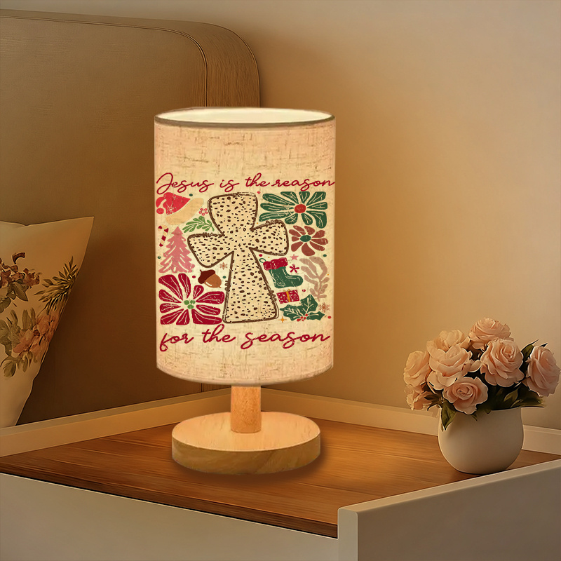 Modern USB Powered Linen Table Lamp with Floral ndA Bird Pattern Shade
