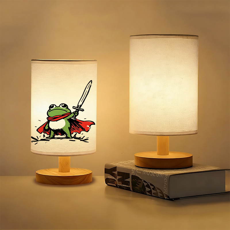 A Modern USB powered Linen Table Lamp with Creative Patterns and Perfect for Bedside Decoration