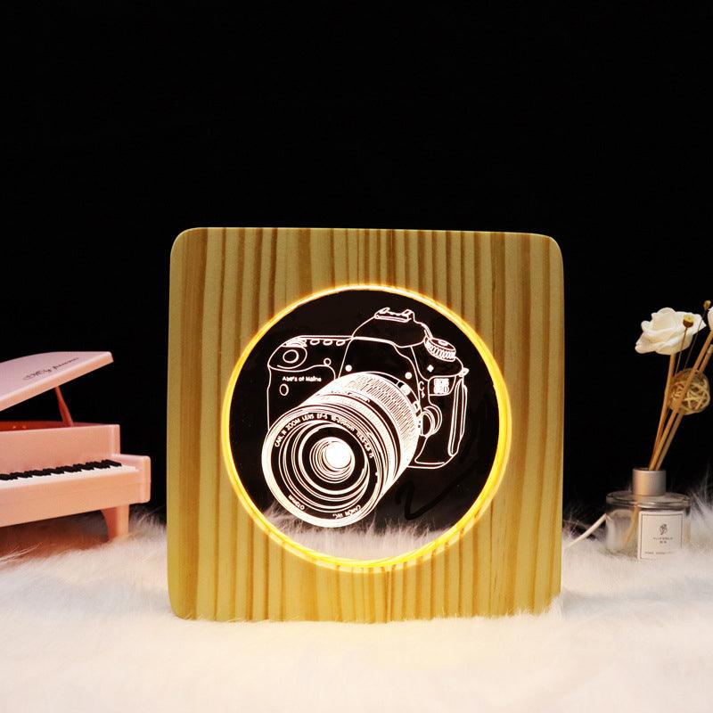 Camera Wood Frame 3D Optical Illusion Lamp-3D Optical Lamp