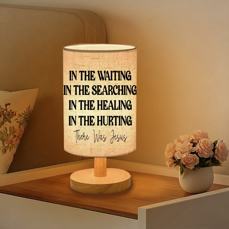 USB Powered Linen Table Lamp With Inspirational Bible Verse Lighting