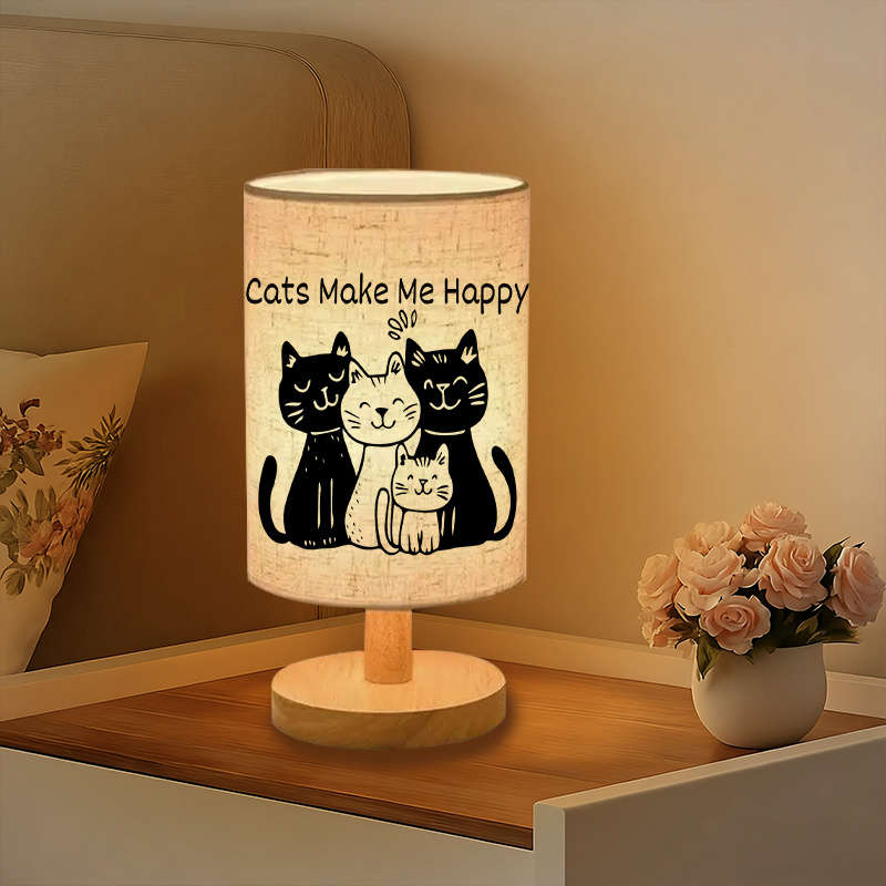  Modern USB-powered Linen Table Lamp with Creative Patterns, Perfect for Bedside