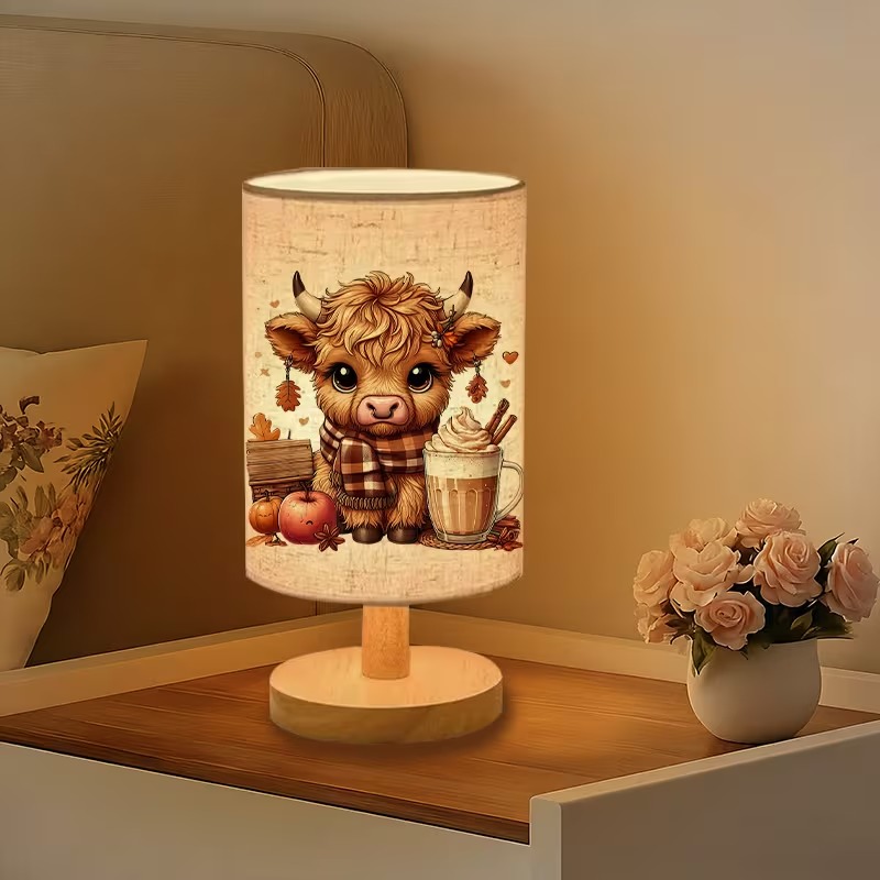 Cow Themed USB Powered Bedside Lamp