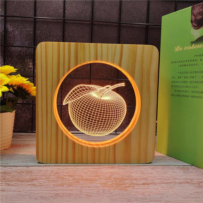3D Optical Illusion Apple Wood Frame Lamp-3D Optical Lamp